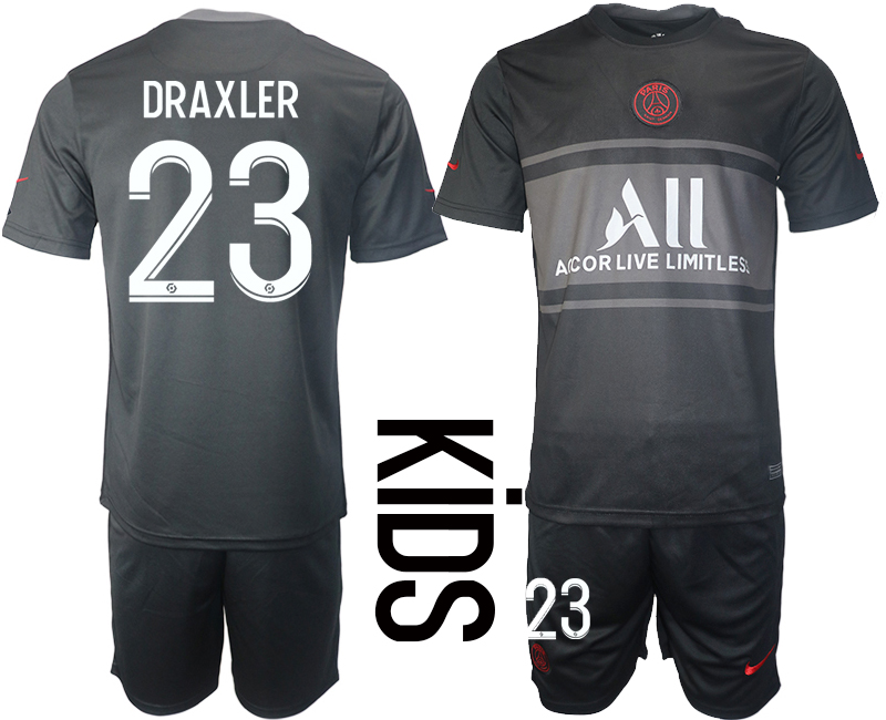 Youth 2021-2022 Club Paris St German Second away black #23 Soccer Jersey